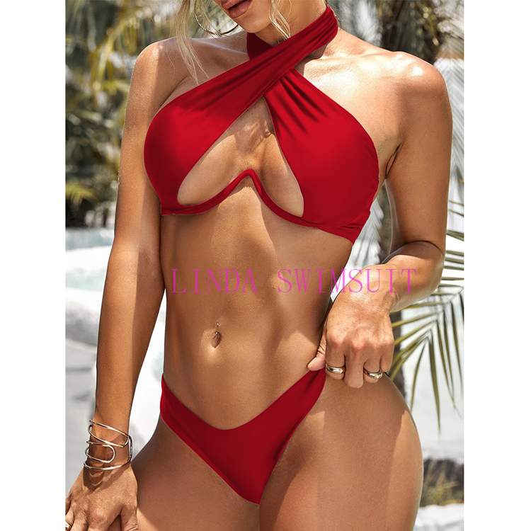 

sexy swimsuit, swim bikini swimwear, swimming beachwear two-pieces bra underwire supports multi solid colors bandage swimsuits bikinis bathi