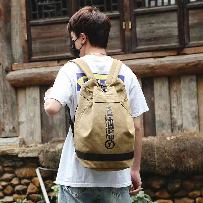 

2021 new Korean Canvas Backpack outdoor leisure schoolbag basketball backpack men's messenger bag, Green