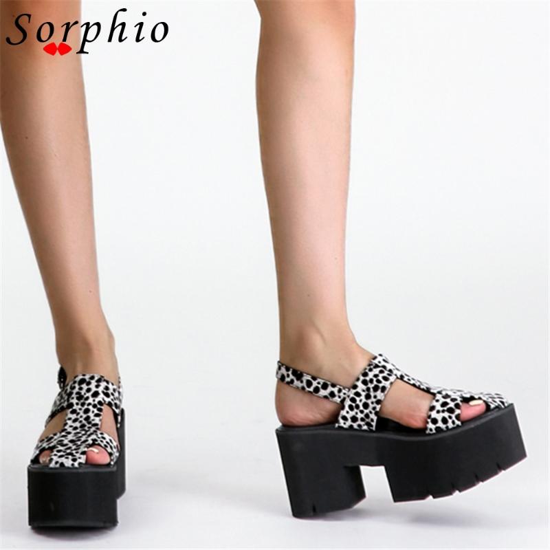 

Dress Shoes 2021 Summer Chunky Heel Women Leopard Print High Heels Sandals For Female Buckle Fashion Brand