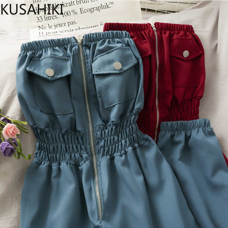 

KUSAHIKI Sleeveless Slash Neck Women Jumpsuits Korean Slim Waist Fashion Harem Bodysuits Elegant Rompers 6E997 210602, Black