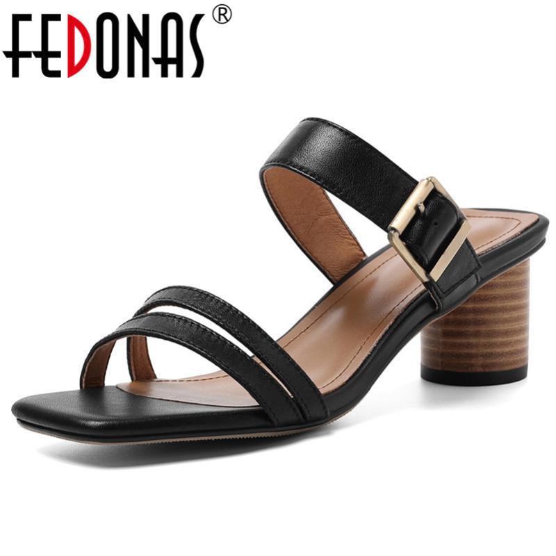 

Concise Elegant Thin Strap Women Sandals 2021 Summer Sheepskin Square Toe Round Heels Rome Party Casual Shoes Woman, Black