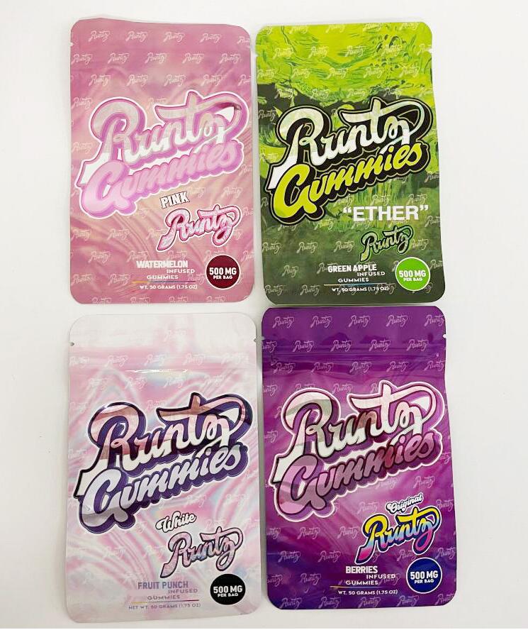 

Wholesale 500mg Run tz Gummies edible packaging bags pink ru nts orginal white Runt mylar bag 4 types run tg empty plastic zipper package baggies