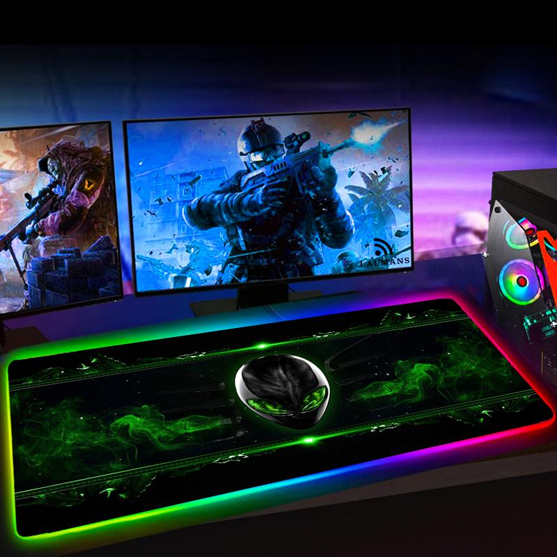

Mouse Pads & Wrist Rests Alienware Esports Gaming XXL Mousepad RGB LED Pad Gamer Large Waterproof Keyboard Mat 900x400 Custom Computer Acces