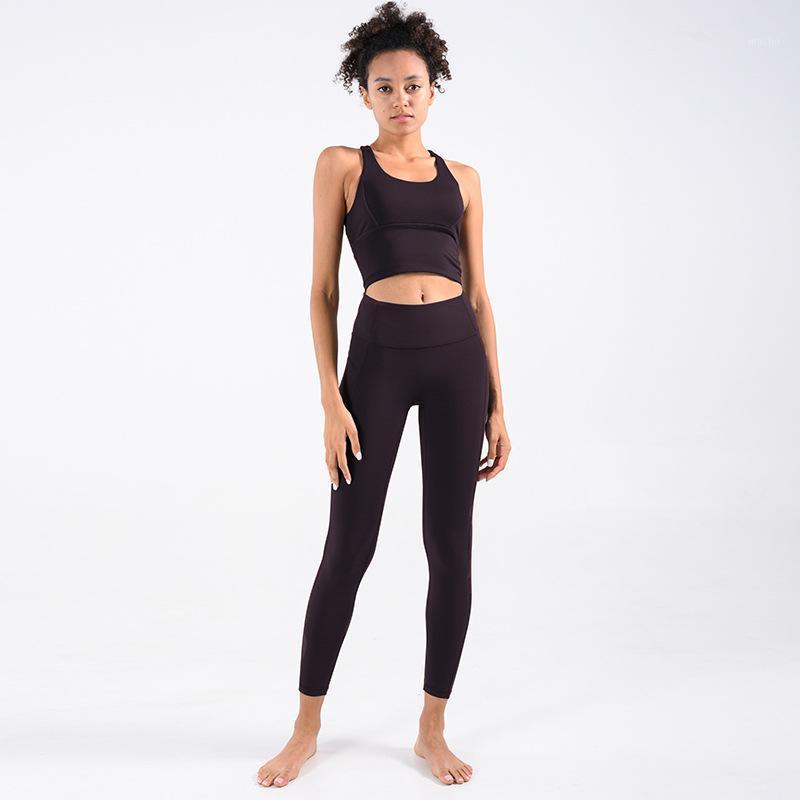 

Yoga Outfit Sexesfit Autumn Set Women Professional Sports Quakeproof Fitness Bra+ High Waist Training Leggings 2 Pcs Suits, Black