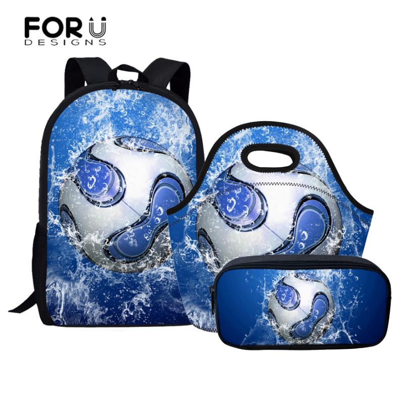 

3PCS/Set Girls School Bags Foot-ball Print Backpack For Children Boys Book Kids Mochila With Pencil Bag