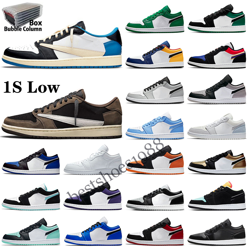 

Jump Low 1 1s basketball shoes top OG black toe court purple SP Smoky gray men women sneakers Eur 36-46 with box+bubble column, Color 12