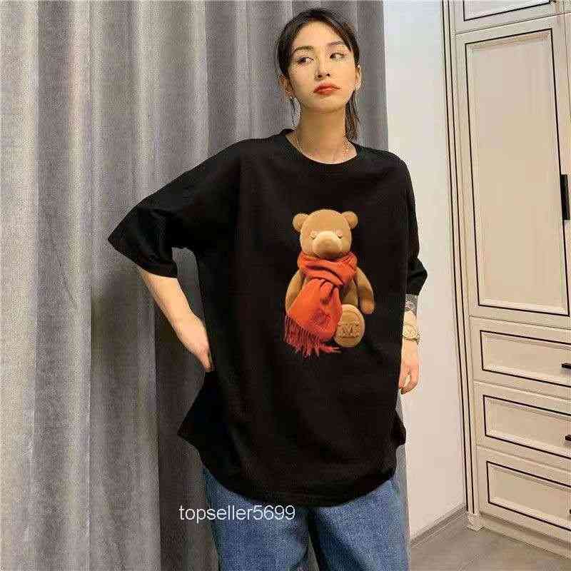 

Summer bear short sleeve Women's Tops & Tees T-Shirt medium length 2021 fashion couple style, Customize