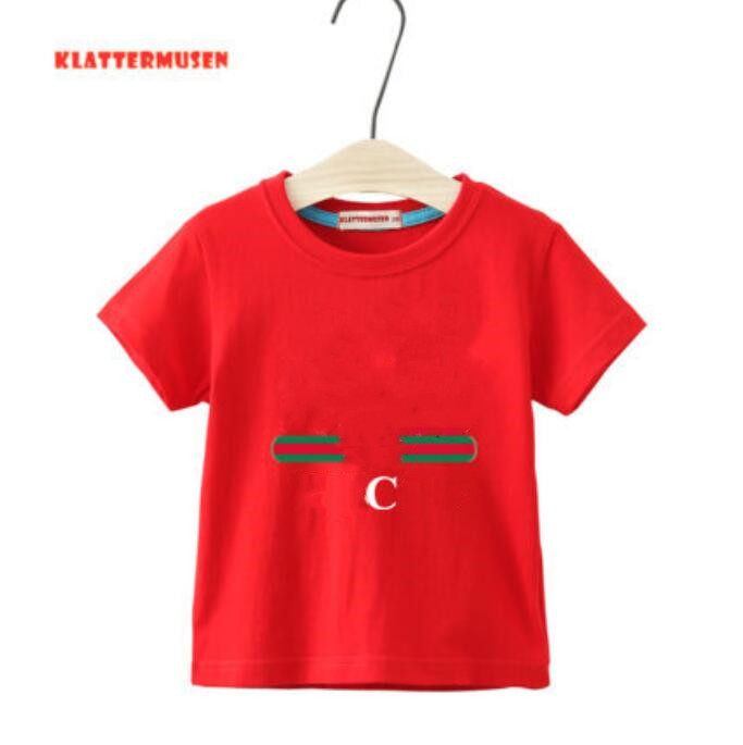 

2021 Summer Short Sleeve Kids T-shirt Designer Baby Clothes Boys Girls Tops Thin Round Neck Cotton 2-7 Years, Red white letters