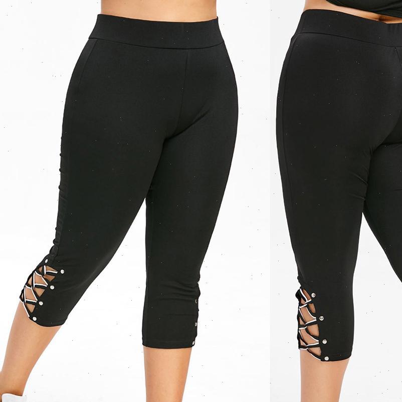 

plus size women legging leggings summer mid calf pants elastic cropped high waist fitness bandage sports, Black