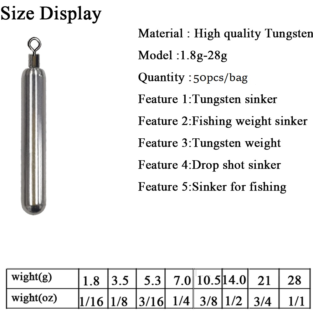 50pcs/bag Fishing Drop Shot Weights Rig Kit Sinkers Trokar Slender Shape WaterdropTermial Tanckle Dark Green-image-720410661
