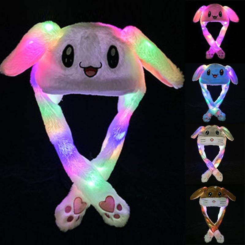 

Beanies Lovely Luminous/no Light Plush Hat Funny Play Toy Up Down Moving Ears Airbag Girlfriend Kids Gifts