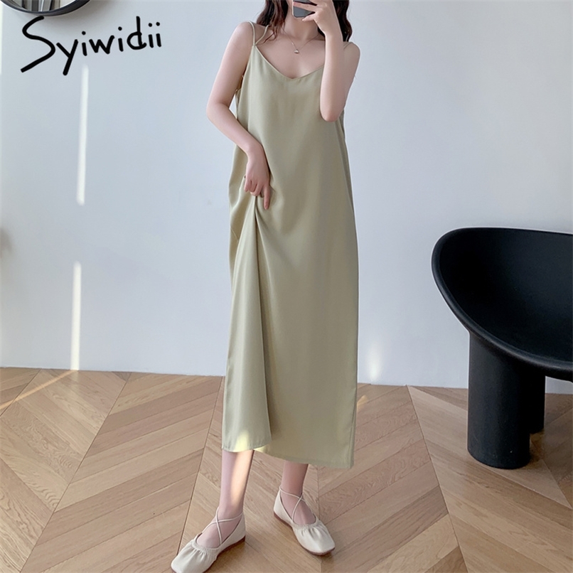 

Sling Black Dress for Women Sleeveless Summer Chiffon Plus Size Back Split Long Midi White Party es 210607, Blue