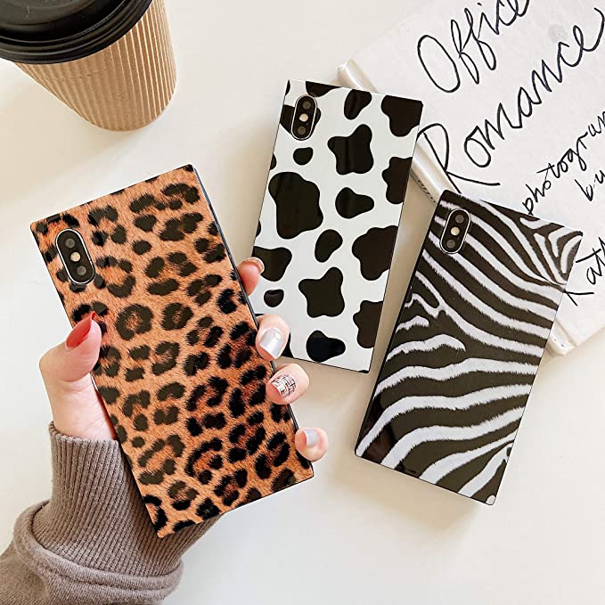 

Square Luxury Phone Cases for iPhone 12 Pro max 11 X XR Leopard Cheetah Jaguar Fashion TPU Silicone Gel Shockproof Protective Case Cover, Zebra