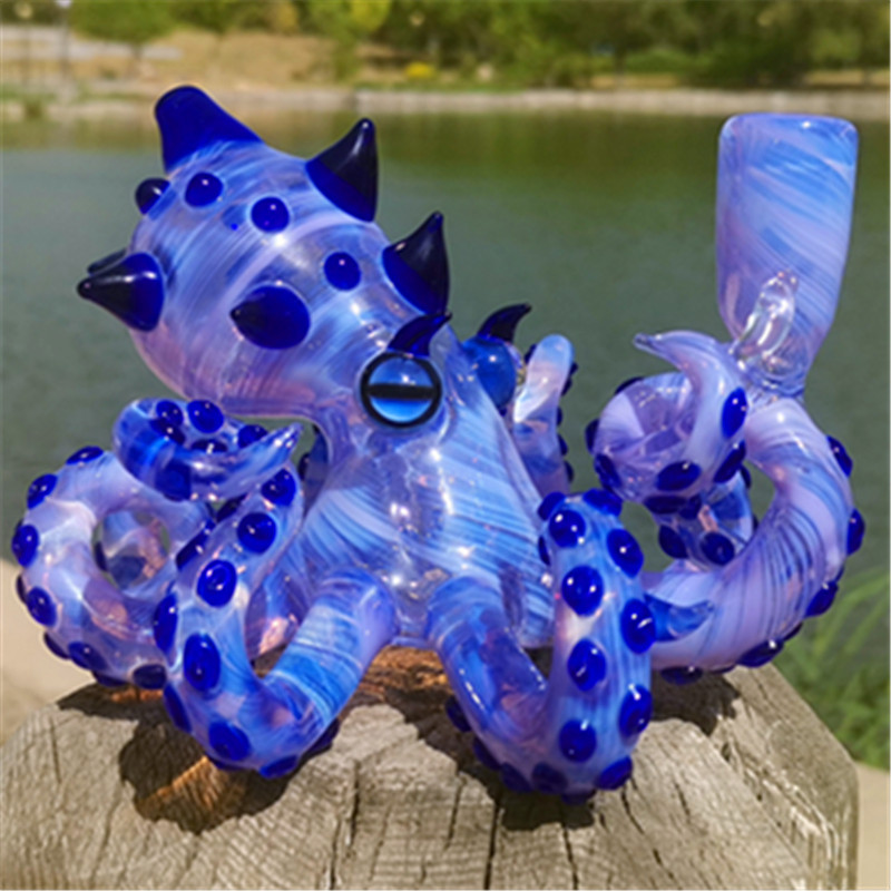 

Glass Bong Octopus Shape Rig With 14.4MM Female Joint Hookahs Water Pipes Bubbler