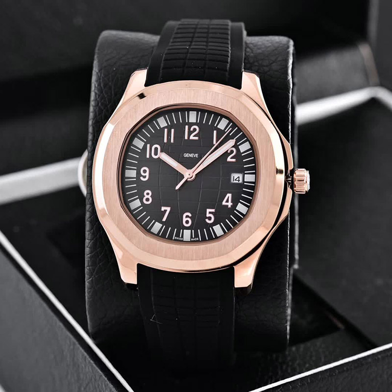 

2022 montre de luxe mens watches Automatic 2813 movement 40mm comfortable rubber strap Gold shell 5ATM waterproof luminous wristwatches dropshipping, Sapphire glass