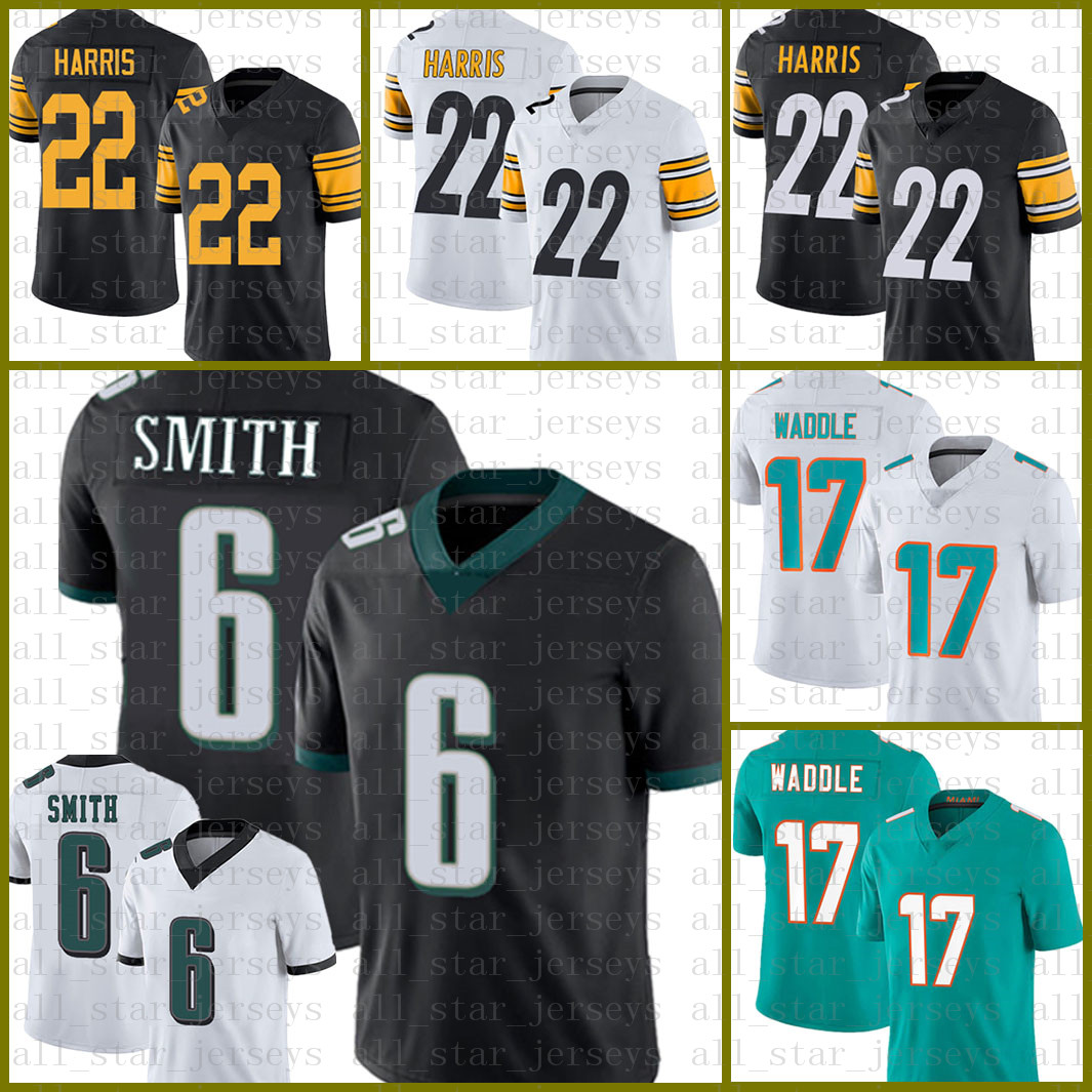 

Miami Dolphin American football jersey 17 Jaylen Waddle Philadelphia Eagles 6 DeVonta Smith Pittsburgh Steelers New 22 Najee, Black;red