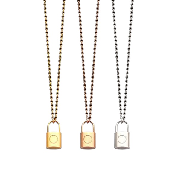

NEW Fashion Stainless steel Silver Gold lock Pendant necklace for lady women mens Party wedding lovers gift engagement couple jewelry