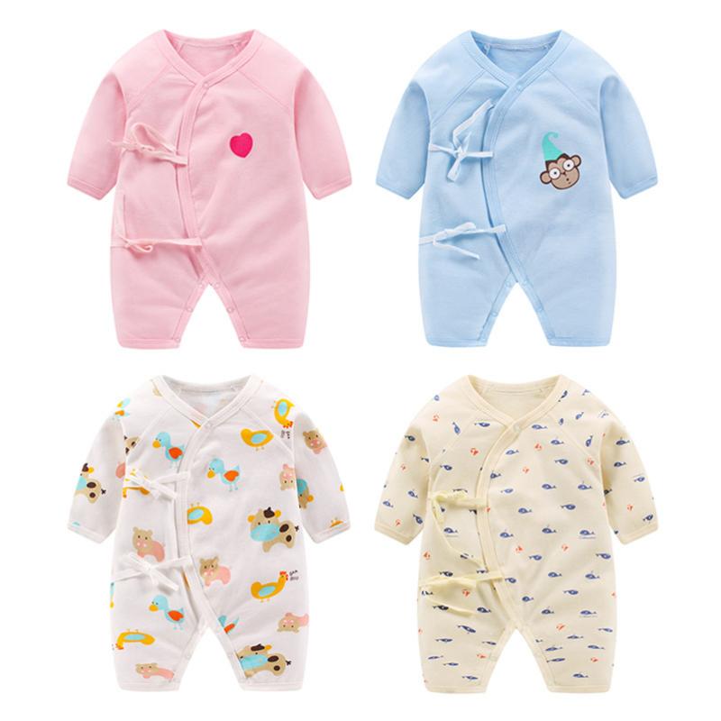 

Jumpsuits 2021 Fall Children One-Pieces Rompers Born Baby Boy Outfit Costume Cotton Cartoon Infant Girl Full Sleeve Lace Up Bodysuits, Blue