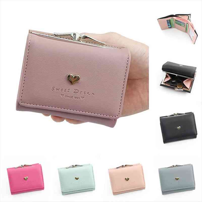 

cute heart design female wallets pu leather short ladies money purses women small with coin pocket, Red;black