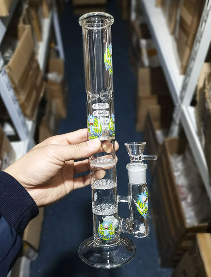 

Glass Oil Rig Water Bongs Triple Percolator Bong Straight Tube Water Pipes Birdcage Ash Catcher Perc Dab Rigs 18.8mm Joint dhpingshop