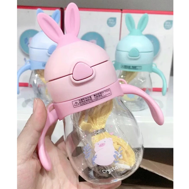 

children's straw cup soft ear potato tritan rabbit baby water cup