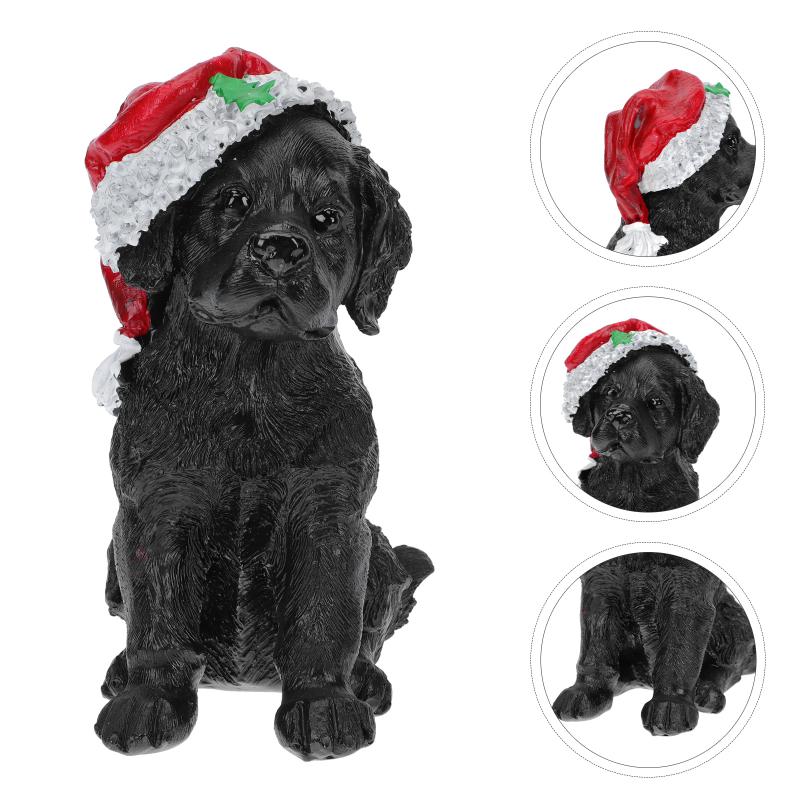 

Dog Apparel 1Pc Xmas Resin Ornament Hat Statue Mini Animal's Decoration