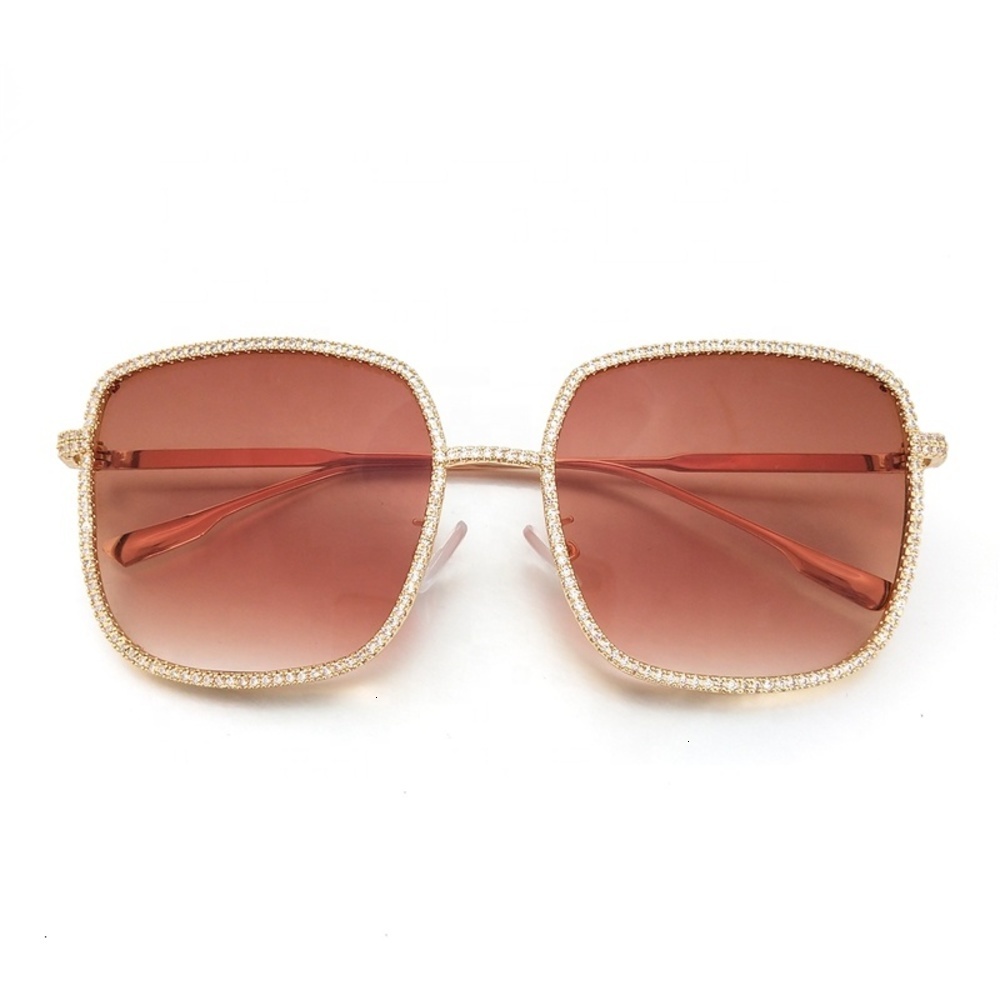 

Micro Pave Cz Cubic Zirconia Mens Gold Plated Smoky Lens Diamond Hip Hop Sunglasses for Sale