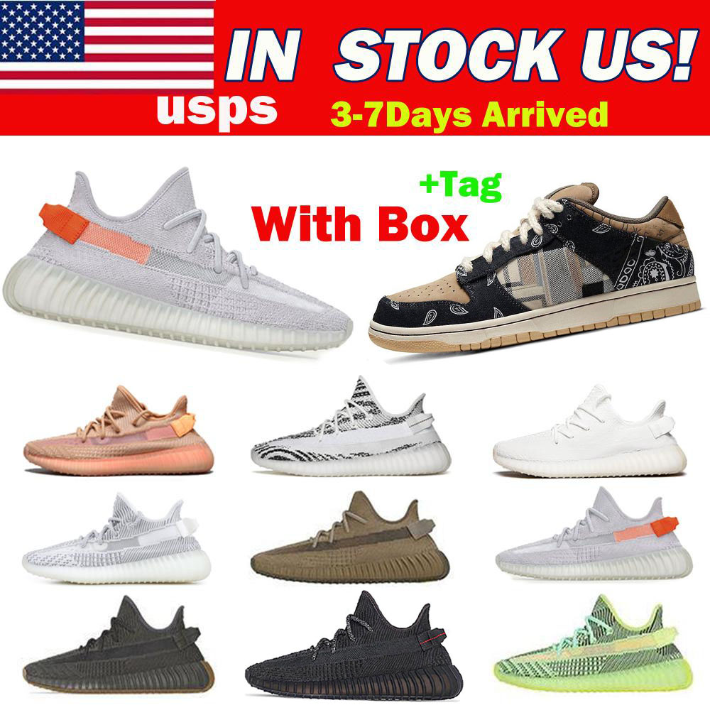 

Kanye West Travis Scotts Running Shoes Yeezy Top Quality Yecheil Cinder Static Clay Tail Light Cream White Black Red Zebra Sneakers Men Women size 38-46, Additional sock