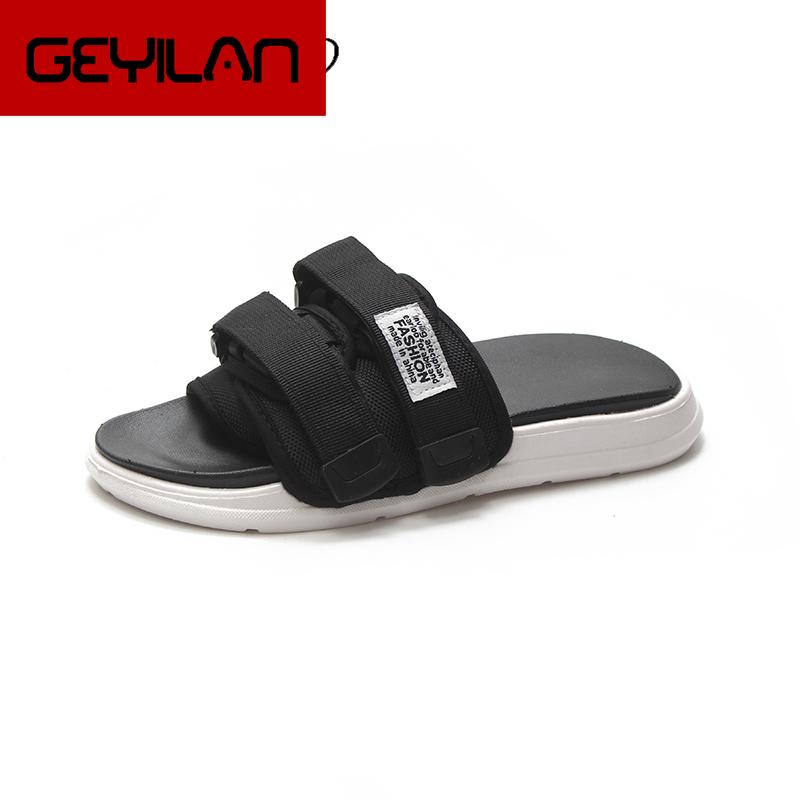 

Slippers Casual Men Shoes Canvas Fashion Solid 2021 Summer White For Comfortable Slides Mens Slippes, Black