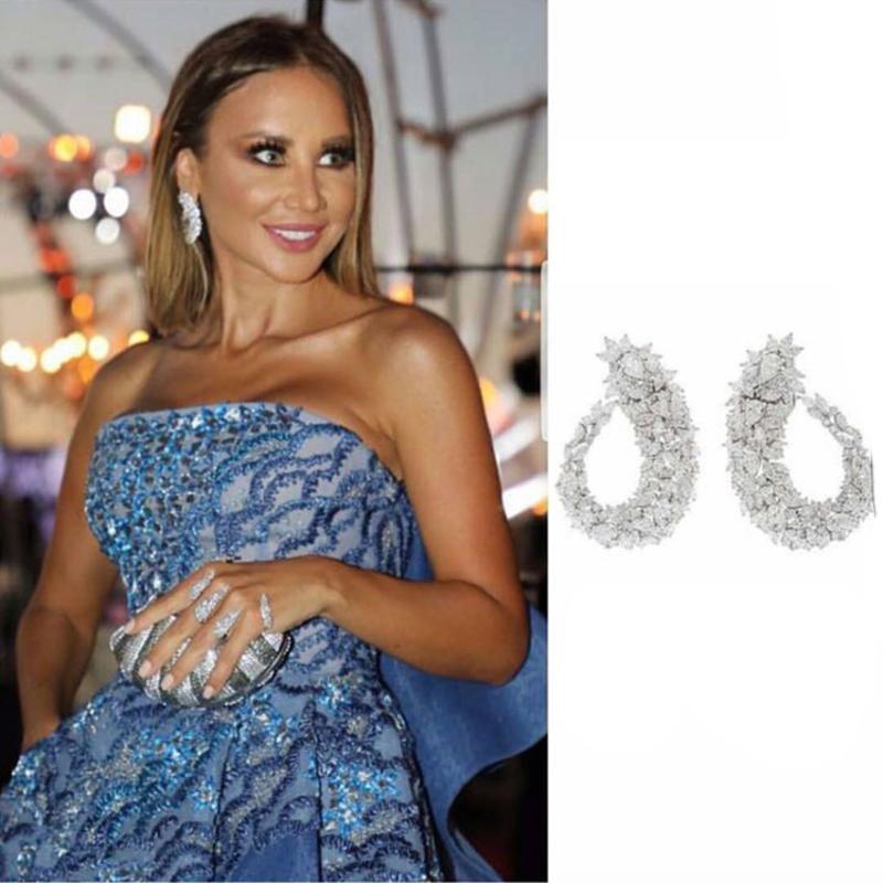 

Dangle & Chandelier GODKI Famous Design Luxury Geometry Flower Full Mirco Paved Cubic Zirconia Wedding Earring Fashion Jewelry