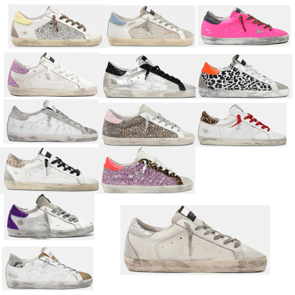 

Golden Super Star Shoe Top Sneakers Italy Deluxe Brand Classic White Leopard snakeskin Do-old Dirty Goose Designer Man Women Shoes, Black