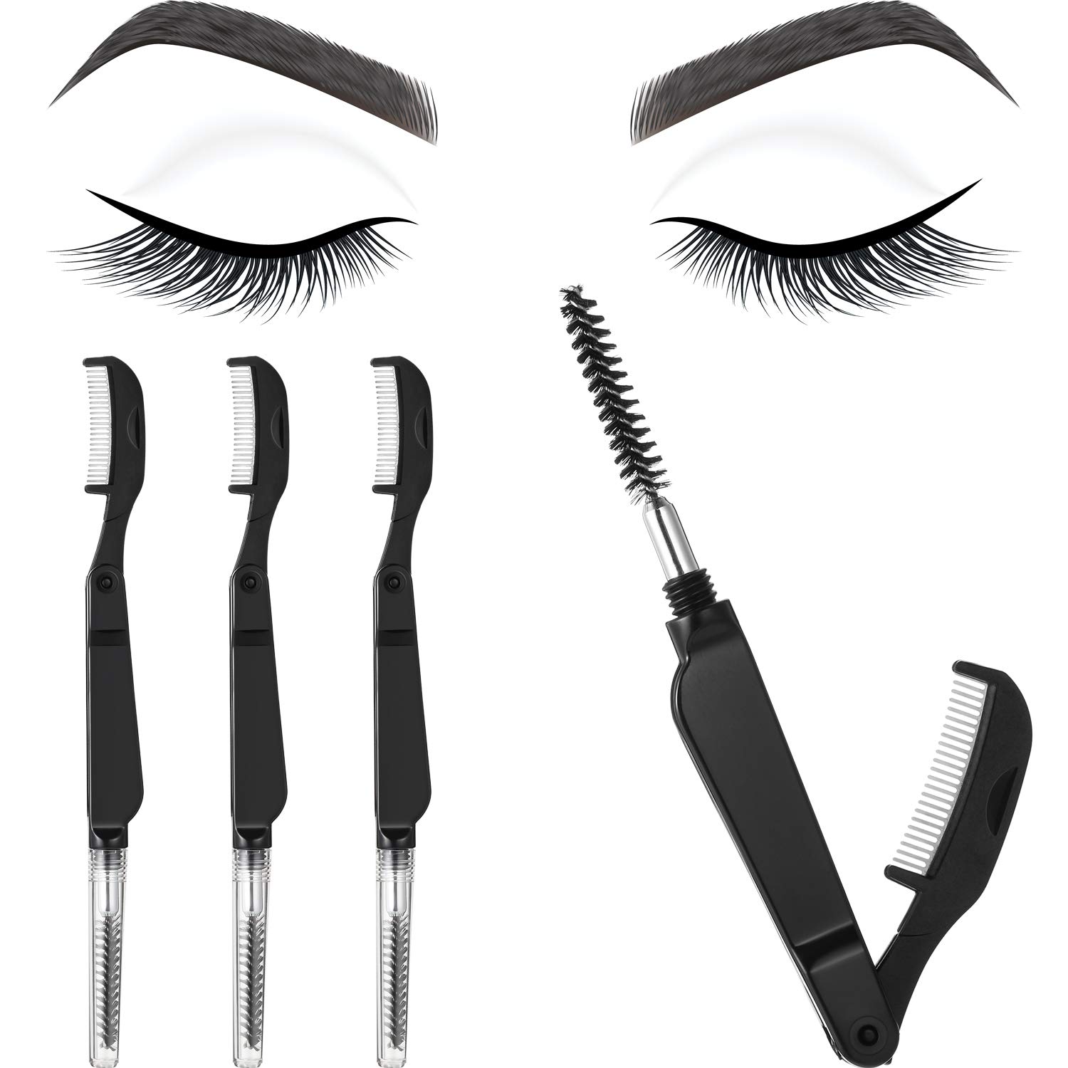 

Eyelash Combs Foldable Stainless Steel Teeth Wholesale Brow Brushes Mascara Brush Eyebrow Spoolie Grooming Makeup Tools