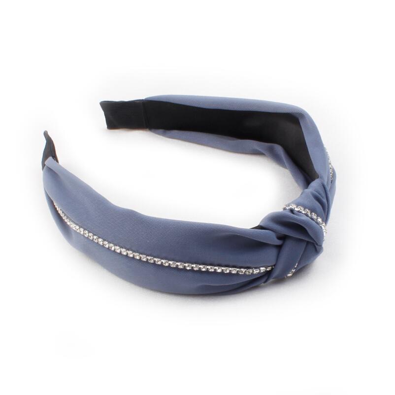 

Fashion Women Hairband Wide Side Cross Knot Headband Shining Rhinestone Chain Headwear Solid Hair Accessories