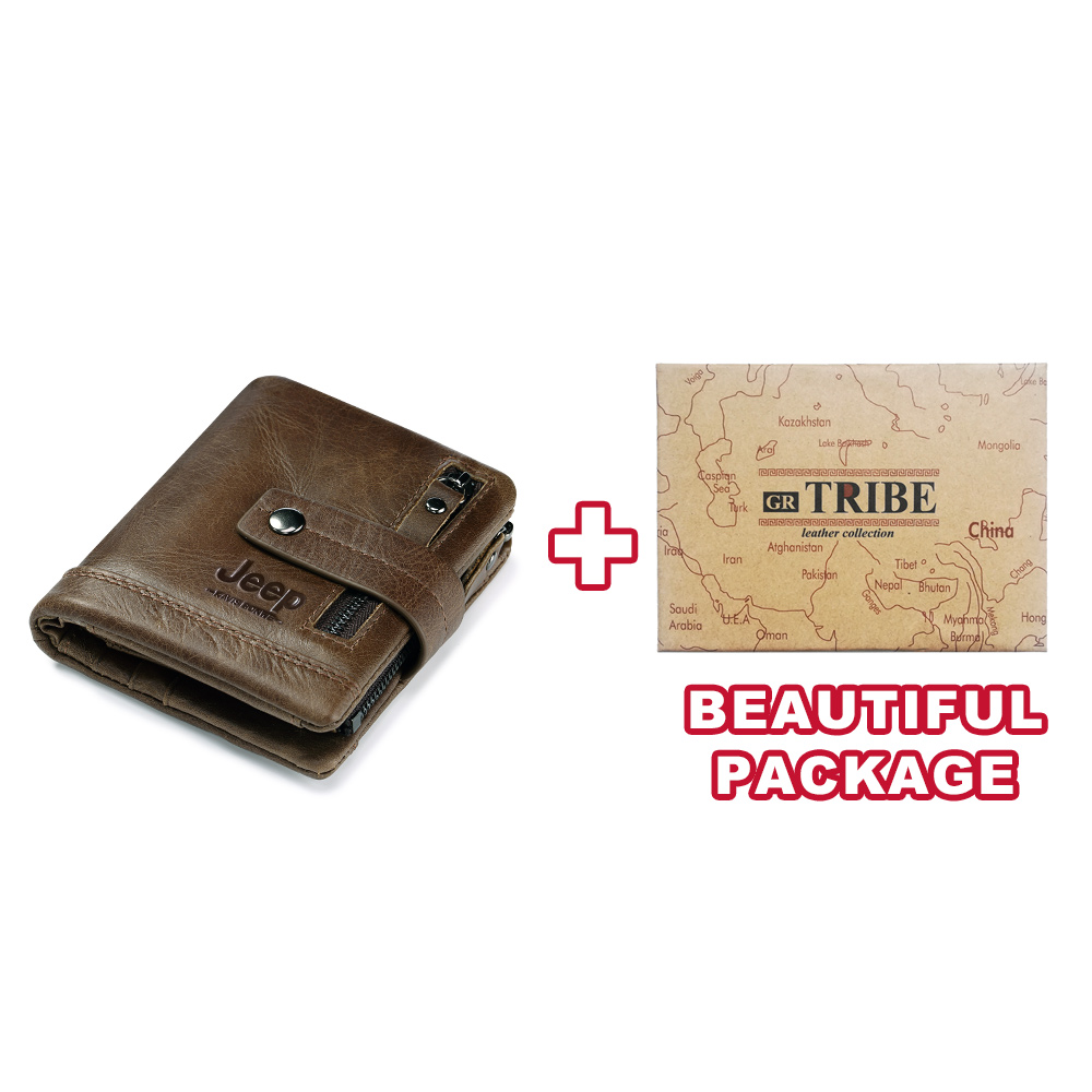 

Genuine Leather Wallet Fashion Men Coin Purse Small Card Holder Portomonee Male Walet for Friend Money Bag, Coffee-box