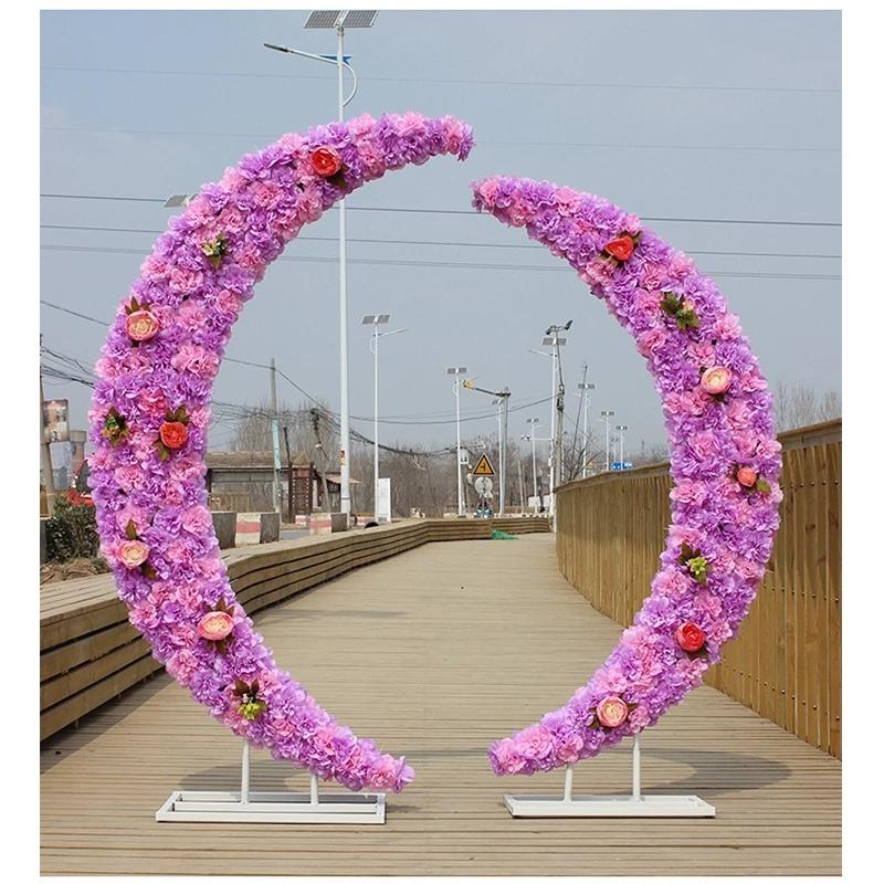 

Decorative Flowers & Wreaths Wedding Home Party Metal Iron Crescent Arch Road Backdrop Stand Artificial Fake Moon Door DIYdecoration Accesso, White arch white