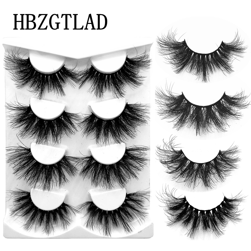 

False Eyelashes 4 Pairs 25 Mm Mink Natural Fluffy Lashes Dramatic Messy Long Makeup Wholesale 3D Fake