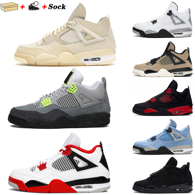 

Jumpman Sail 2021 Mens Basketball Shoes 4 4s Fire Red Outdoor Trainers With Box Off NEON Black Cat Kaws Grey White Womens Sports