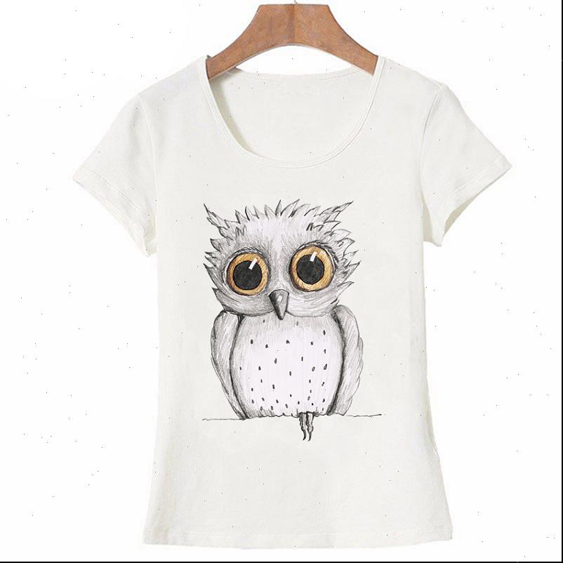 

owl print women t shirt fashion vintage summer style short sleeve o neck casual tee female, White