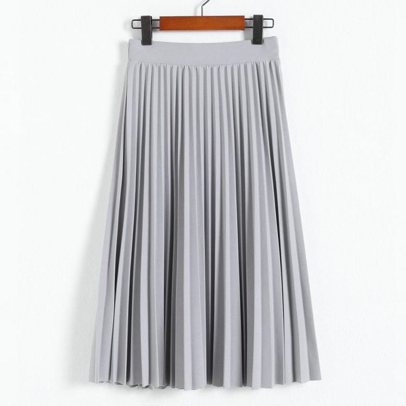 

Skirts Spring And Autumn Fashion Women's High Waist Pleated Solid Color Half Length Elastic Skirt Promotions Lady Black PinkSkirts, Sky blue