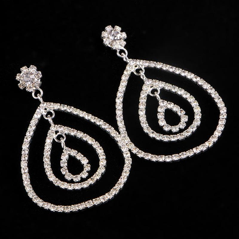

Dangle & Chandelier Arrive Romantic Earring Trendy Silver-Color Crystal Water Drop Jewelry For Women Wedding Party