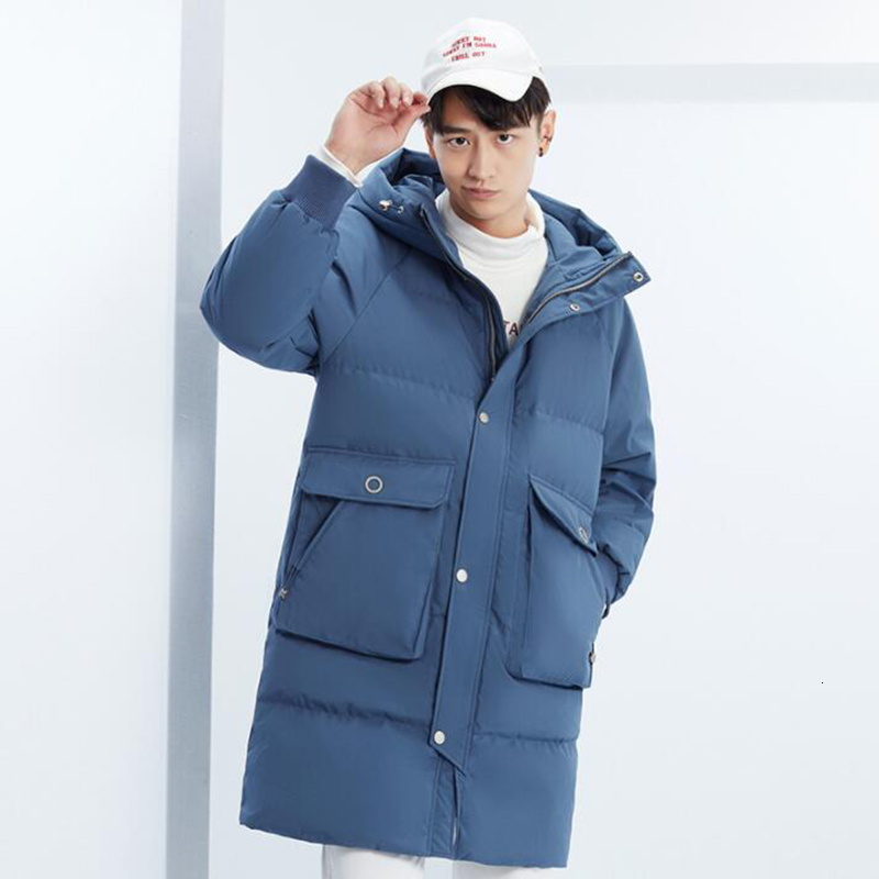 

down High quality Men Jacket Winter Long Hooded Parka overcoat Male Fashion 90% White Duck Down Coat Loose Thick warm Clothing, Black