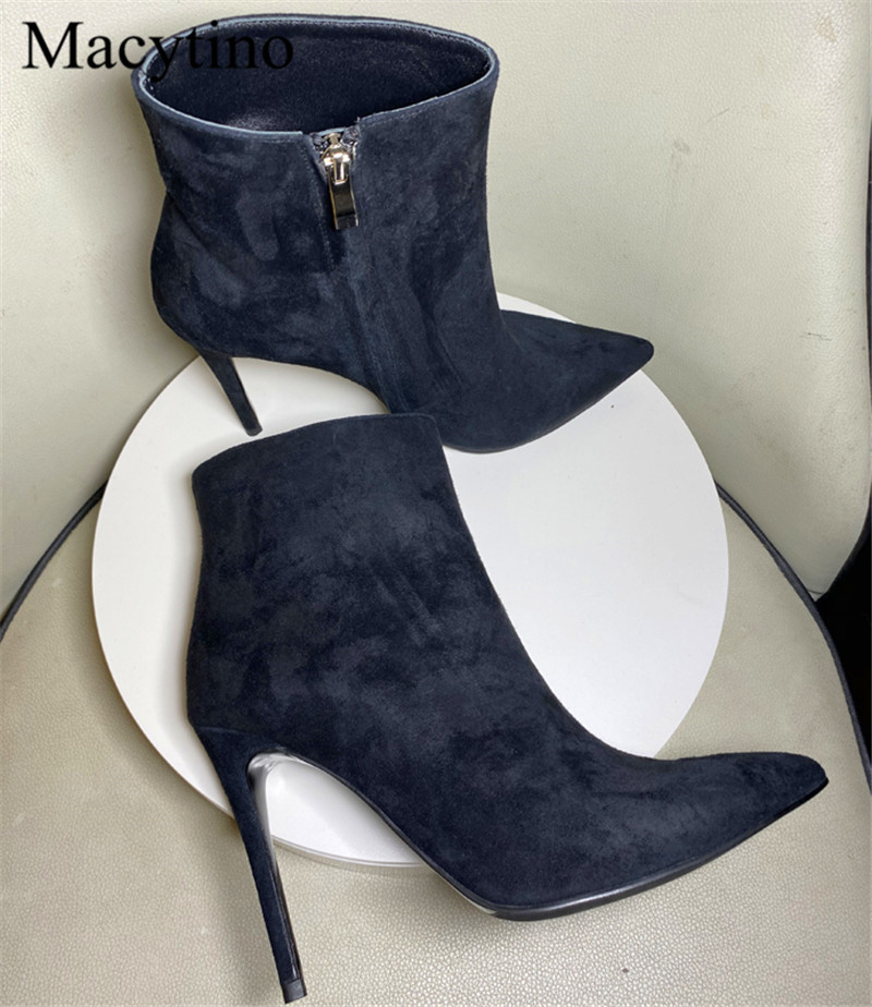 

Boots style ladies pointed high heel boots black short fashion full leather winter women's X9EN, Black glossy