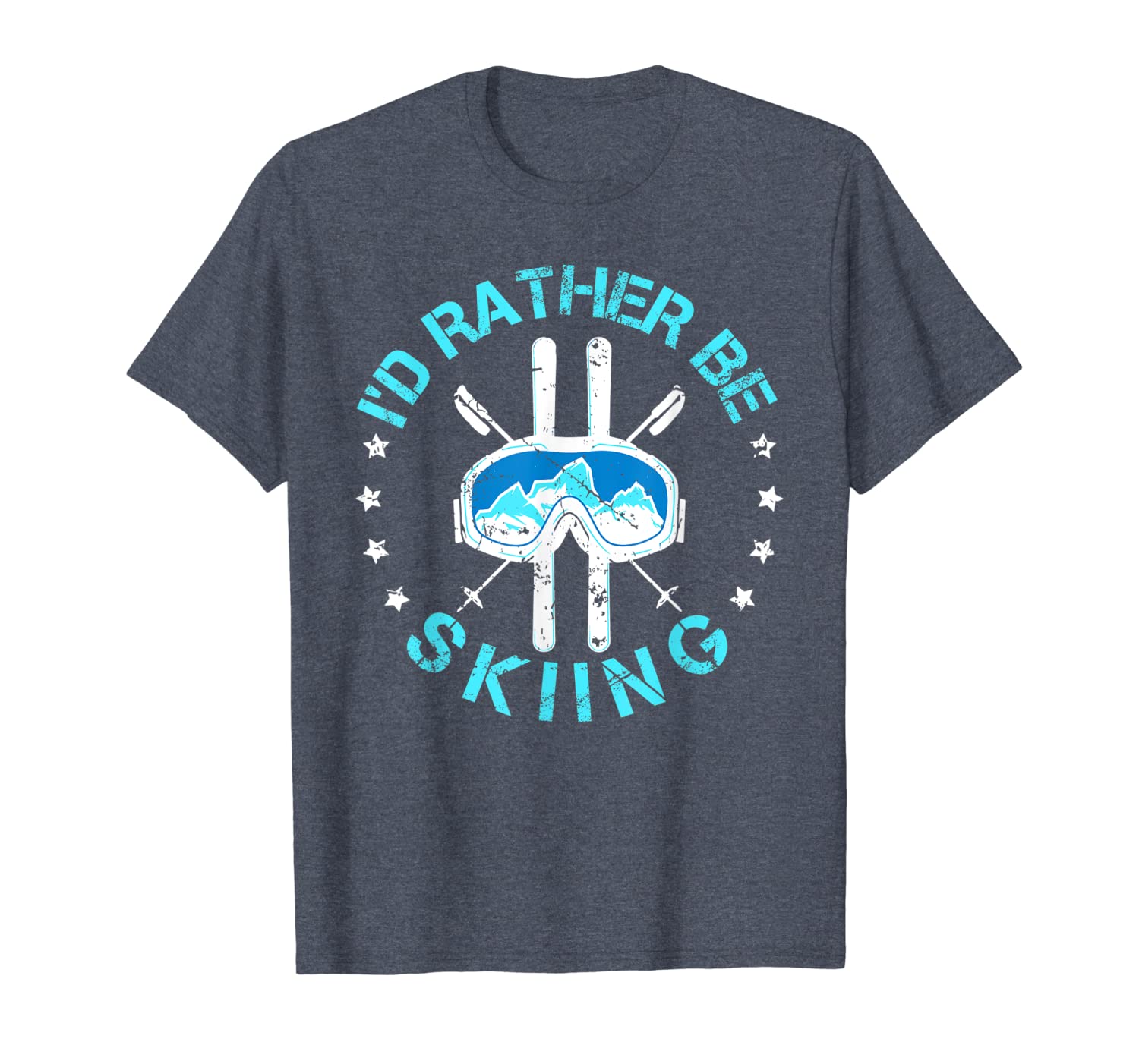 

i'd rather be skiing t-shirt - ski quote, White;black