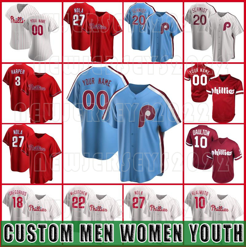

Custom 20 Mike Schmidt Baseball 22 Andrew 3 Bryce JT Realmuto McCutchen Phillies Jerseys 4 Dykstra Harper 27 Aaron Nola Lenny Men Women, Men custom retro(feichengren)