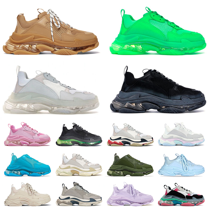 

Triple S Men Women Casual Designer Shoes 17FW Glitter White Black Crystal Bottom Luxury Clear Sole Platform Designer Running Sports Sneakers Trainers, C3 36-45