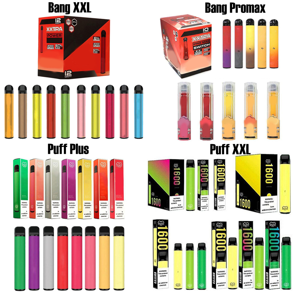 

Puff Plus Smoking Disposable Vape Bang XXL Pro Max Electronic Cigarette 800 1600 2000 Puffs E Cigs