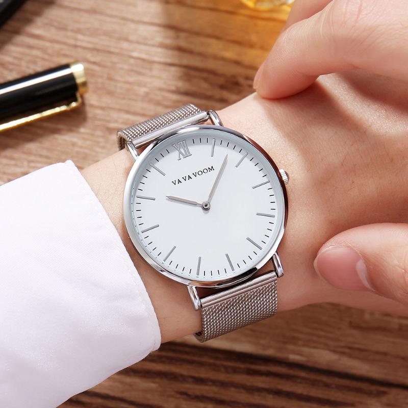 

Wristwatches VA VOOM Mesh Band Men's Watch Life Waterproof Wristwatch Stainless Steel Quartz Male Clock Simpl Fashion Montre Femme 2021, Hw