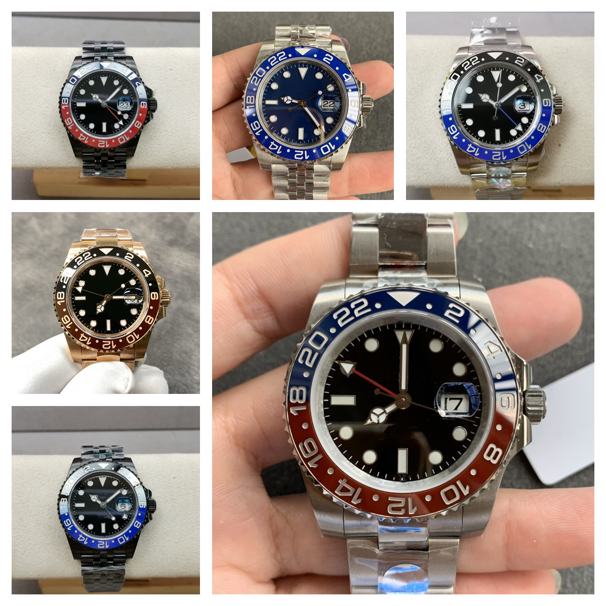 

U1 Factory ST9 Watch Stainless Batman Ceramic Bezel Luxury Mens Mechanical Automatic Movement GMT Self-winding Men Watches 126710 Wristwatches