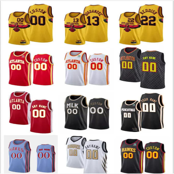 

75th Custom Men Women Youth Atlanta's Hawks's 22 Cam Reddish 6 Lou Williams 0 Delon Wright 13 Bogdan Bogdanovic Basketball Jerseys, Color