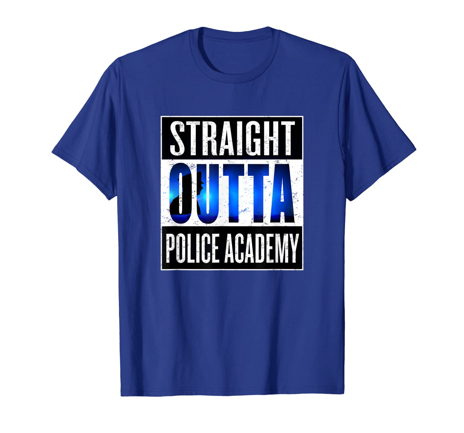 

police officer academy graduate t shirt gift straight outta, White;black